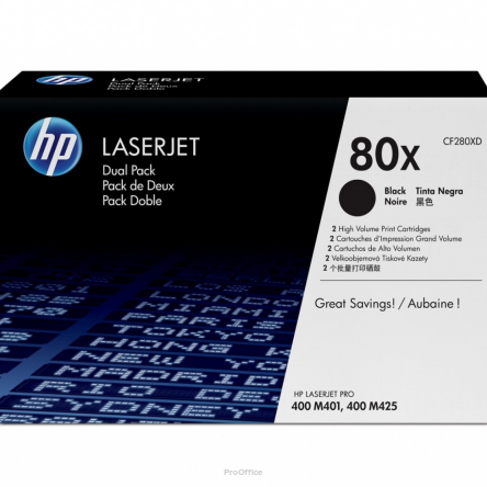Toner 80X Blk Dual Pack CF280XD | 886112379643
